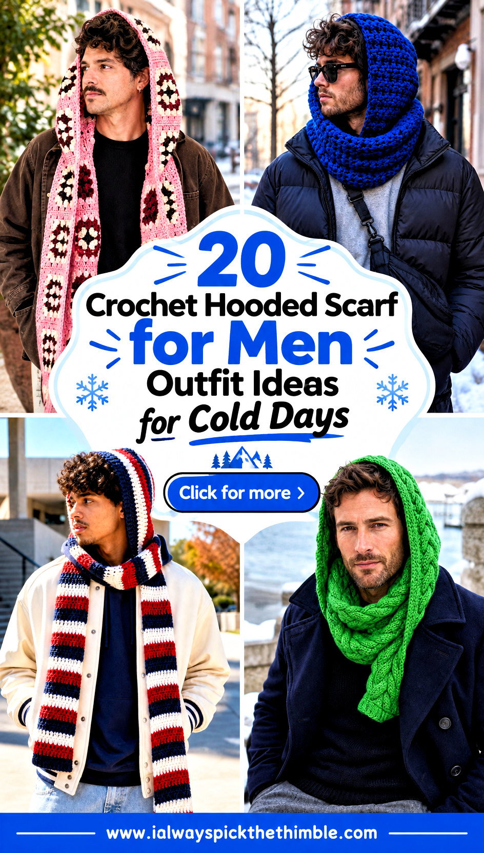 20 Crochet Hooded Scarf for Men Outfit Ideas for Cold Days - 20 Crochet Hooded Scarf for Men Outfit Ideas for Cold Days