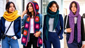 20 Crochet Hoodie Scarf Outfit Ideas for Cozy City Strolls