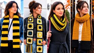 20 Crochet Hufflepuff Scarf Outfit Ideas for Preppy Layers