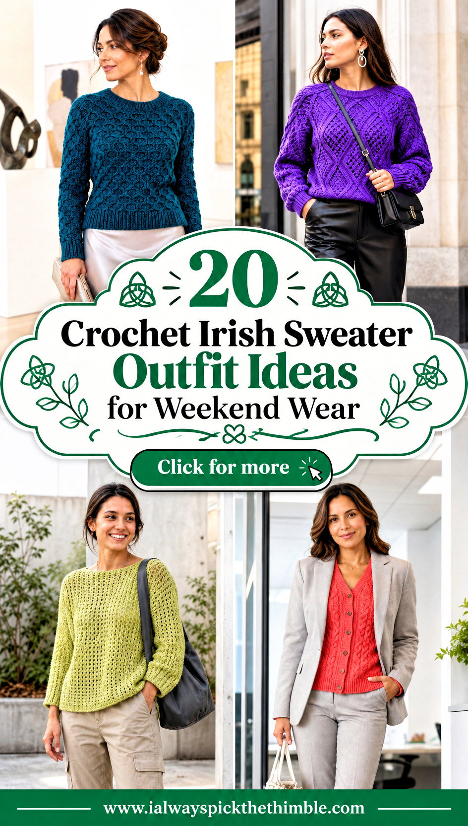 20 Crochet Irish Sweater Outfit Ideas for Weekend Wear - 20 Crochet Irish Sweater Outfit Ideas for Weekend Wear
