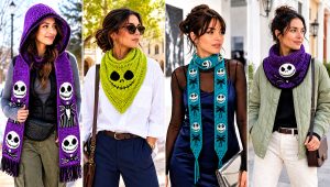 20 Crochet Jack Skellington Scarf Outfit Ideas for Fall