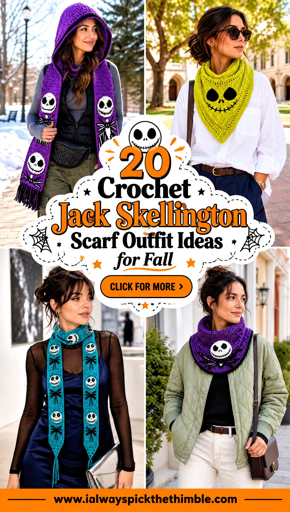 20 Crochet Jack Skellington Scarf Outfit Ideas for Fall - 20 Crochet Jack Skellington Scarf Outfit Ideas for Fall