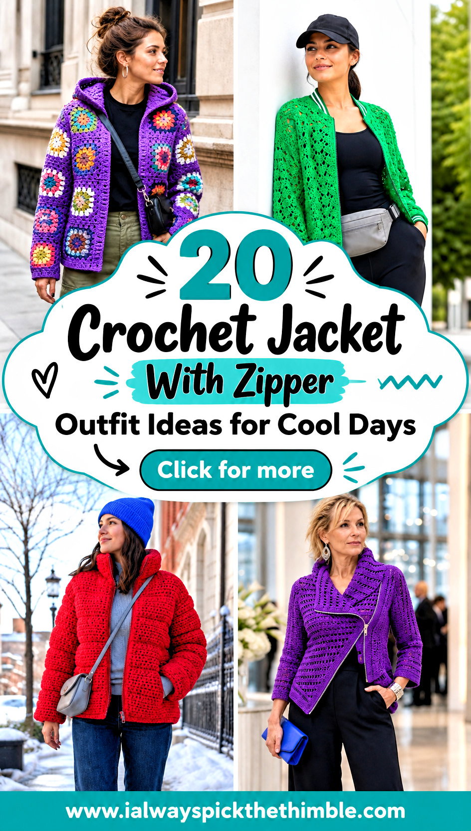 20 Crochet Jacket With Zipper Outfit Ideas for Cool Days - 20 Crochet Jacket With Zipper Outfit Ideas for Cool Days