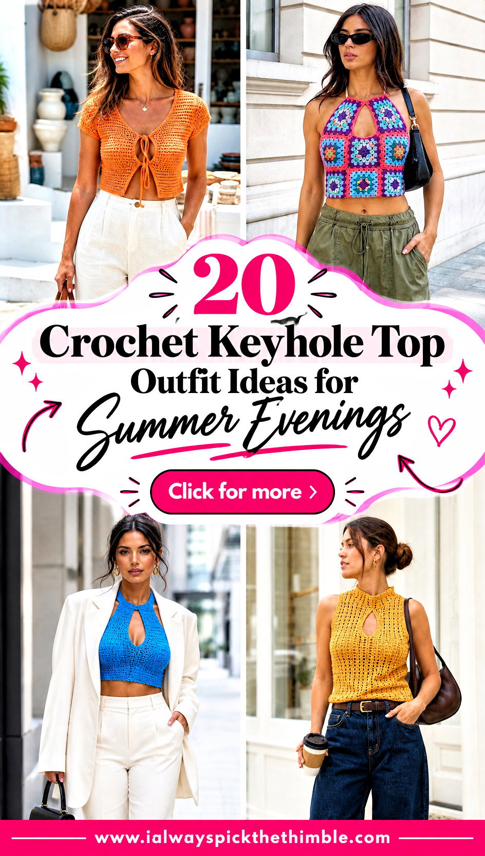 20 Crochet Keyhole Top Outfit Ideas for Summer Evenings - 20 Crochet Keyhole Top Outfit Ideas for Summer Evenings