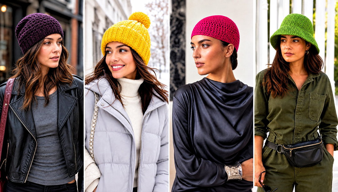 20 Crochet Knit Look Hat Outfit Ideas for Chilly Walks