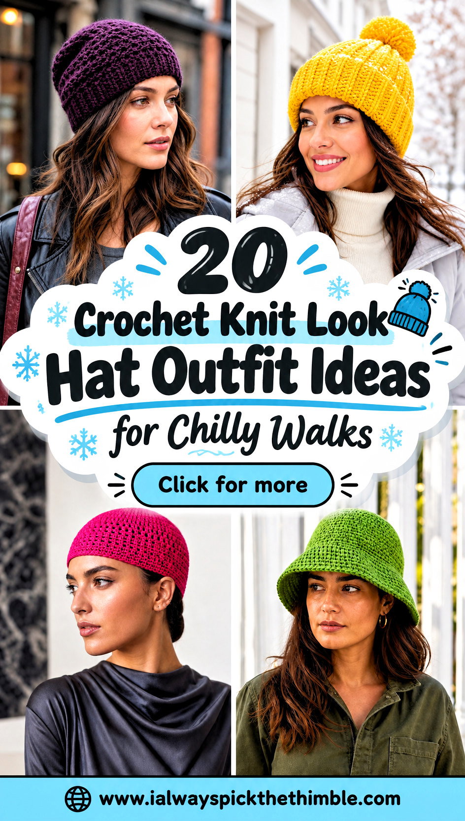 20 Crochet Knit Look Hat Outfit Ideas for Chilly Walks - 20 Crochet Knit Look Hat Outfit Ideas for Chilly Walks