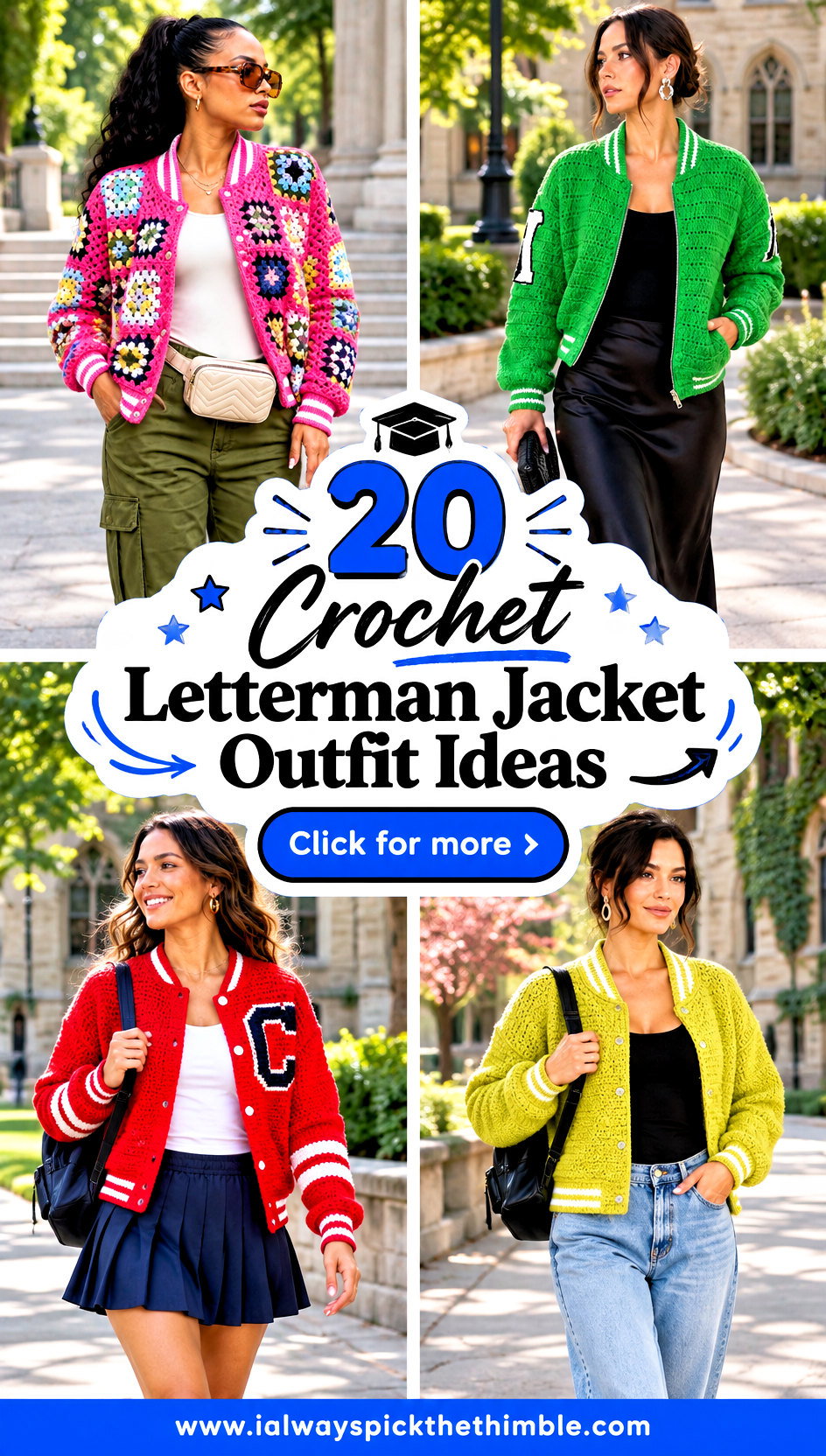 20 Crochet Letterman Jacket Outfit Ideas for Campus Days - 20 Crochet Letterman Jacket Outfit Ideas for Campus Days