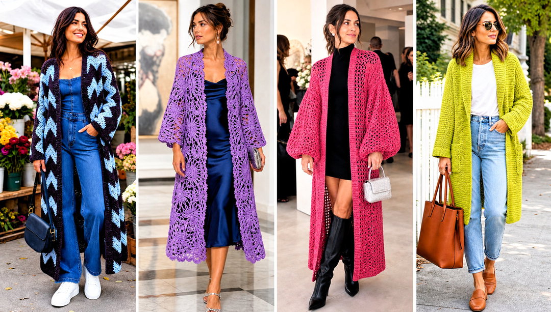 20 Crochet Long Cardigan Sweater Coats Outfit Ideas