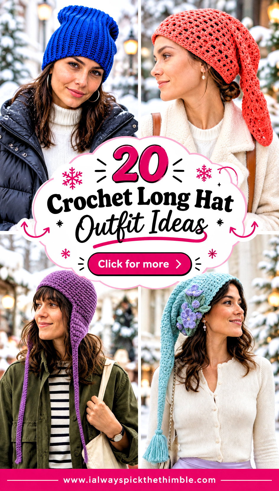 20 Crochet Long Hat Outfit Ideas for Playful Winter Looks - 20 Crochet Long Hat Outfit Ideas for Playful Winter Looks