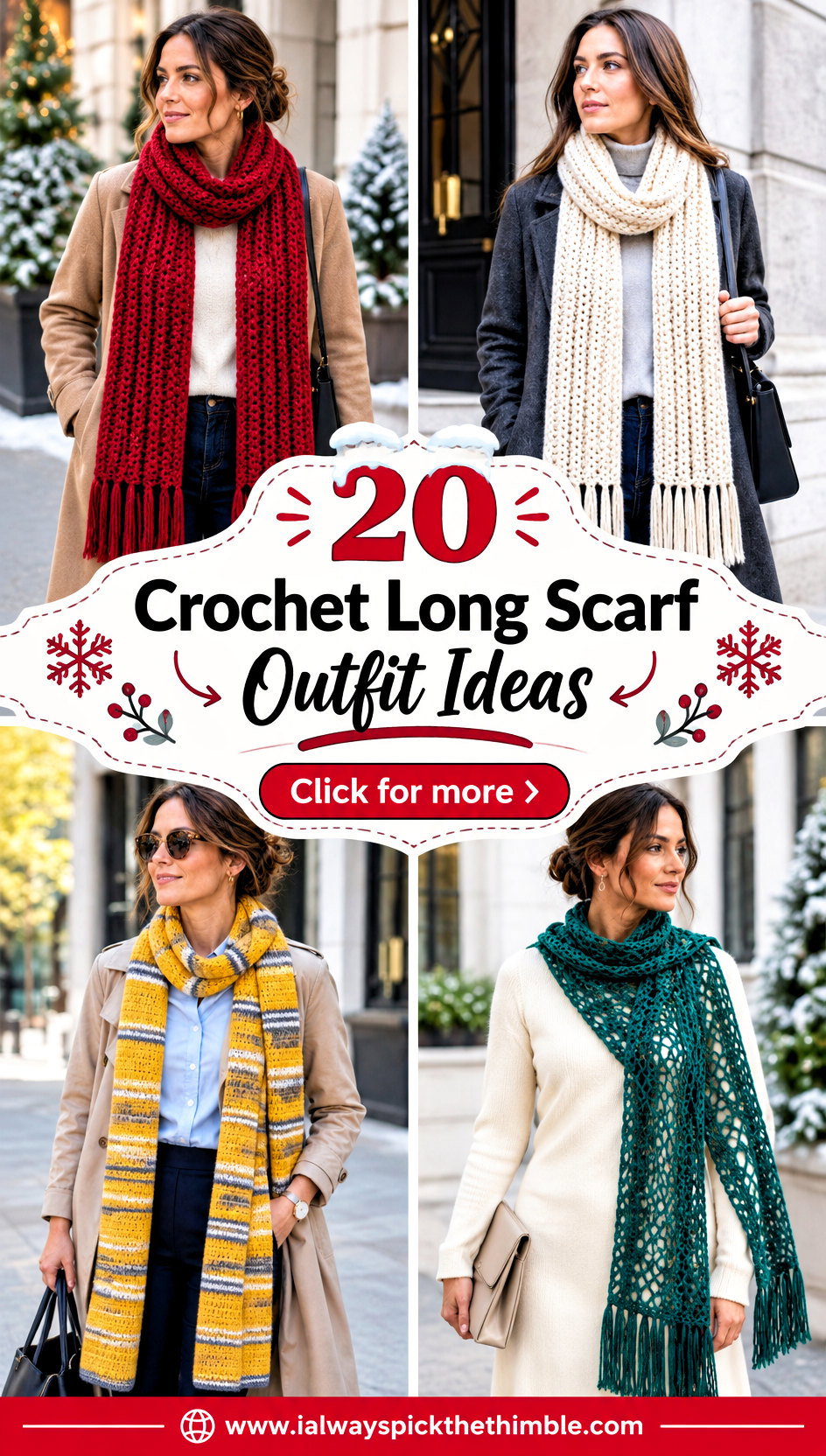 20 Crochet Long Scarf Outfit Ideas for Cold-Weather Layers - 20 Crochet Long Scarf Outfit Ideas for Cold-Weather Layers