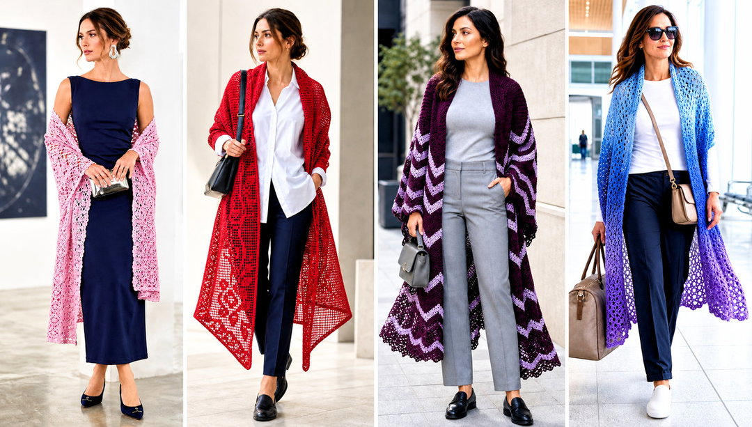 20 Crochet Long Shawl Outfit Ideas for Elegant Evenings