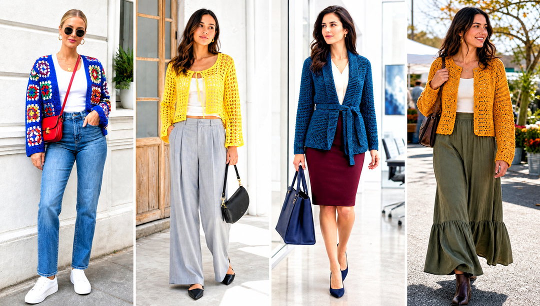 20 Crochet Long Sleeve Cardigan Outfit Ideas for Workdays
