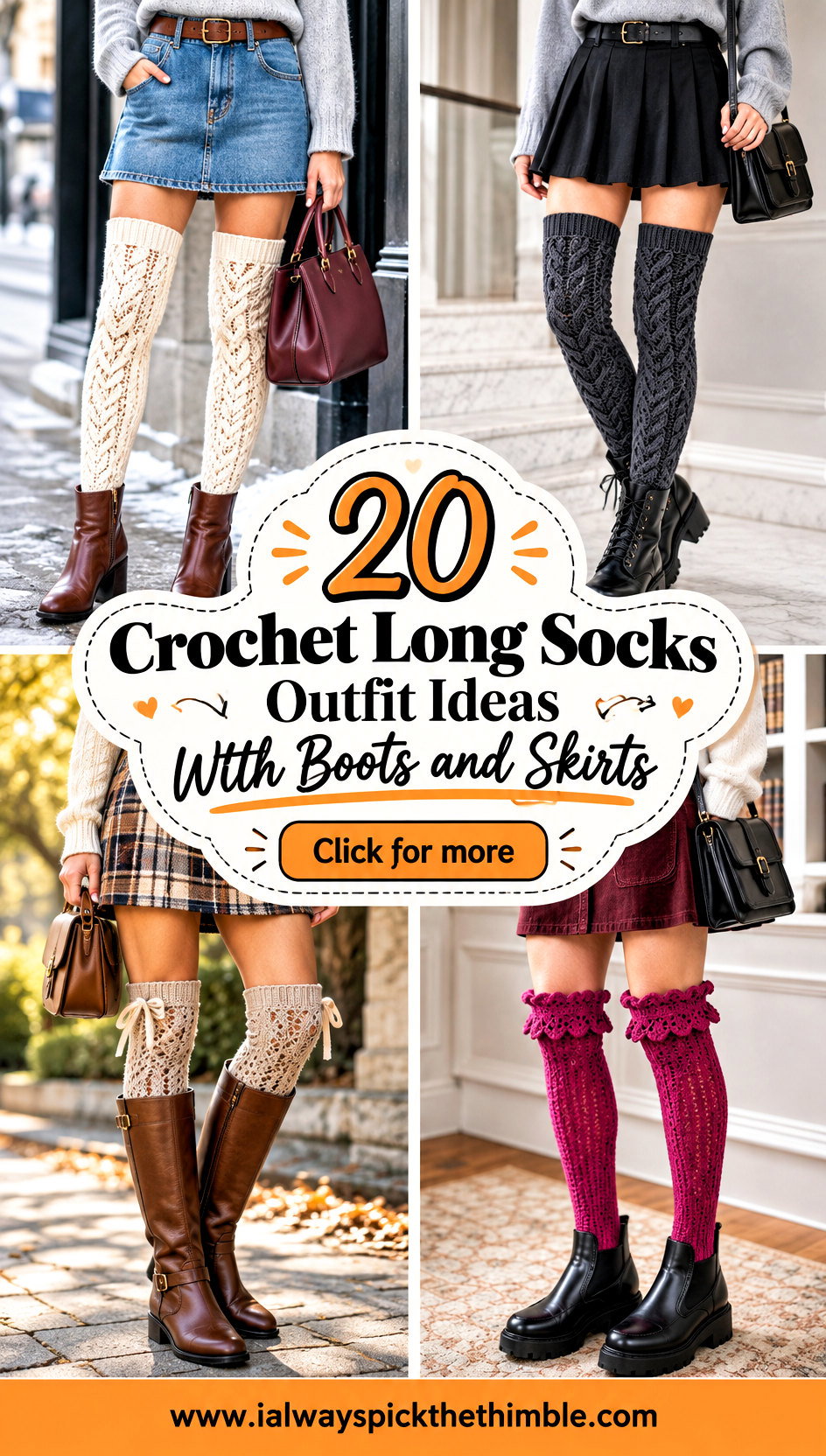 20 Crochet Long Socks Outfit Ideas With Boots and Skirts - 20 Crochet Long Socks Outfit Ideas With Boots and Skirts