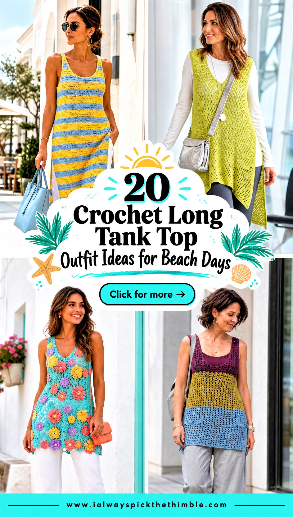 20 Crochet Long Tank Top Outfit Ideas for Beach Days - 20 Crochet Long Tank Top Outfit Ideas for Beach Days