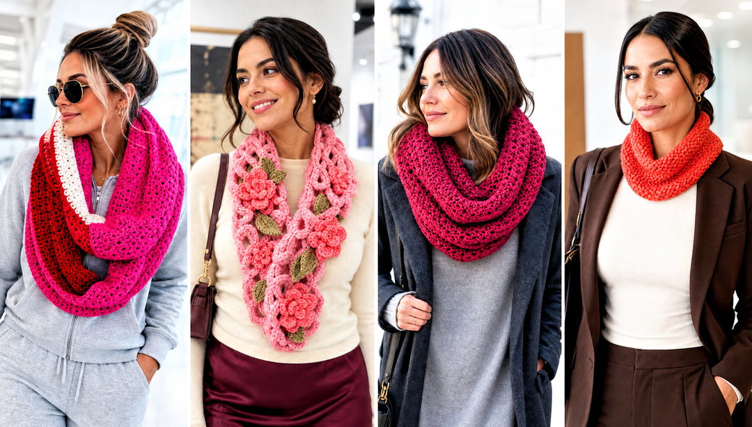 20 Crochet Loop Scarf Outfit Ideas With Winter Coats