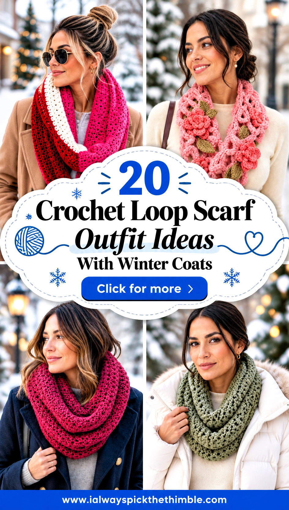 20 Crochet Loop Scarf Outfit Ideas With Winter Coats - 20 Crochet Loop Scarf Outfit Ideas With Winter Coats