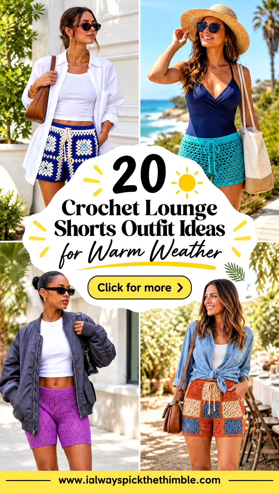 20 Crochet Lounge Shorts Outfit Ideas for Warm Weather - 20 Crochet Lounge Shorts Outfit Ideas for Warm Weather
