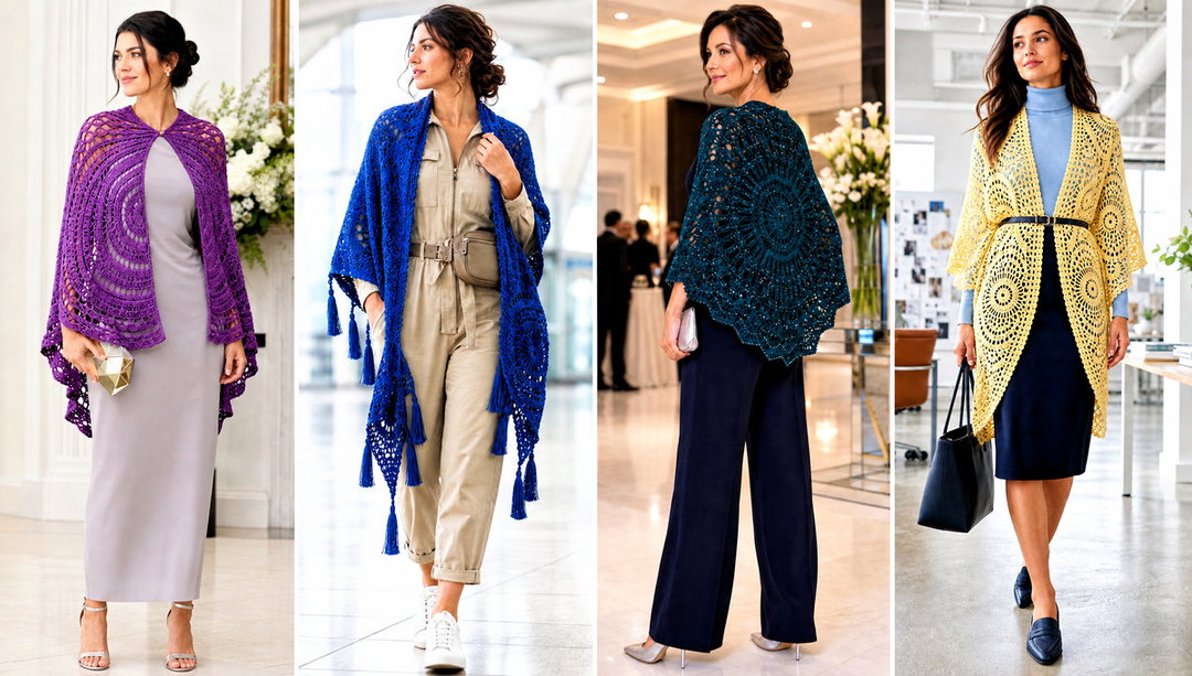 20 Crochet Mandala Shawl Outfit Ideas for Boho Looks