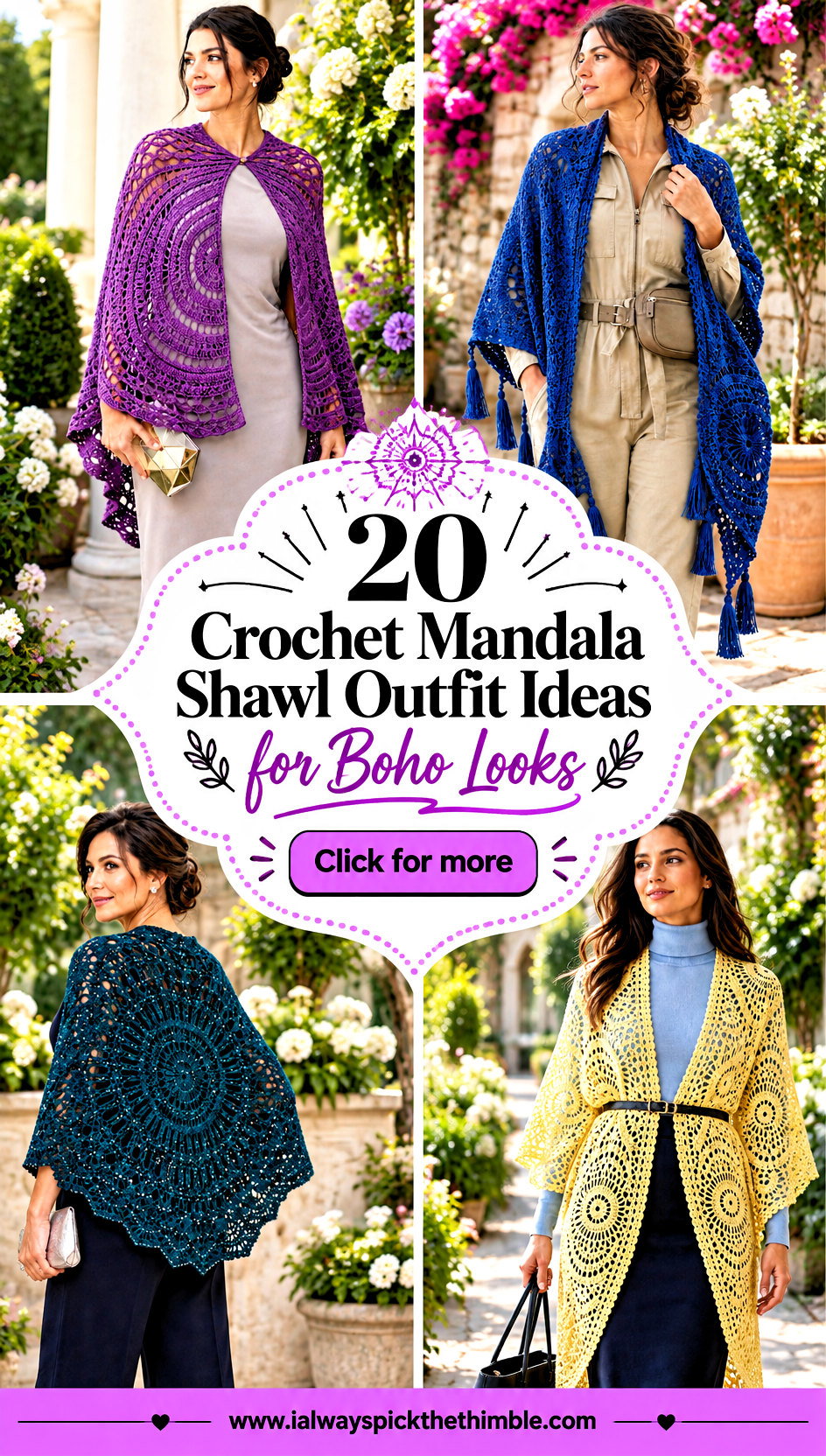 20 Crochet Mandala Shawl Outfit Ideas for Boho Looks - 20 Crochet Mandala Shawl Outfit Ideas for Boho Looks