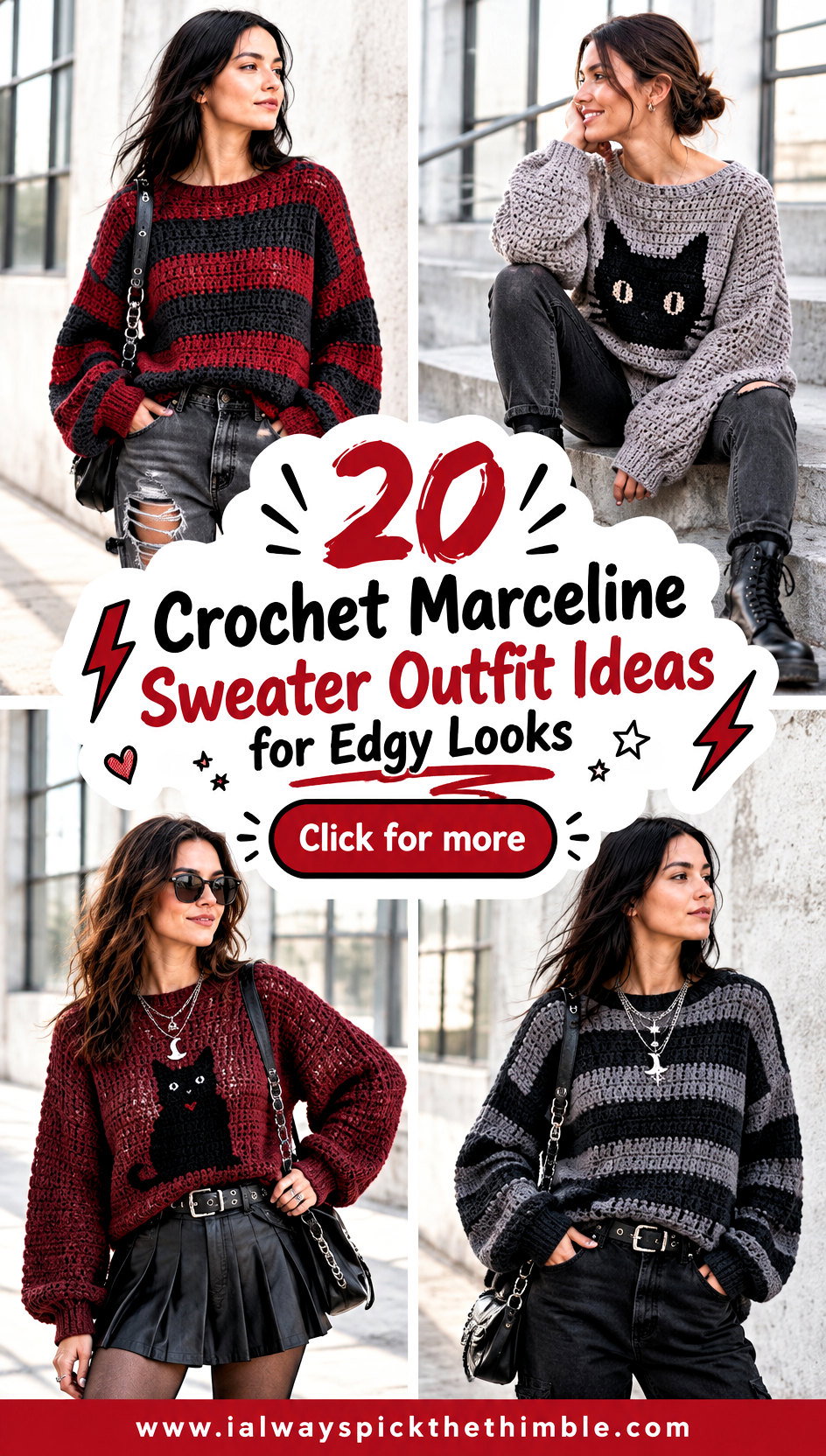 20 Crochet Marceline Sweater Outfit Ideas for Edgy Looks - 20 Crochet Marceline Sweater Outfit Ideas for Edgy Looks