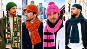 20 Crochet Men’s Hat and Scarf Outfit Ideas for Snow Days