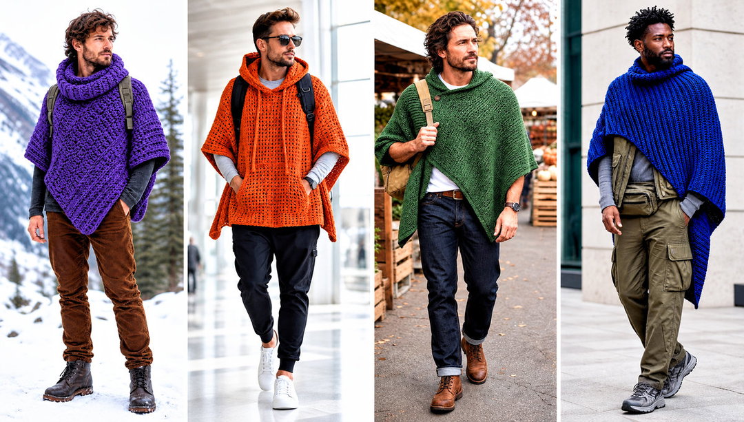 20 Crochet Mens Poncho Outfit Ideas for Crisp Fall Days