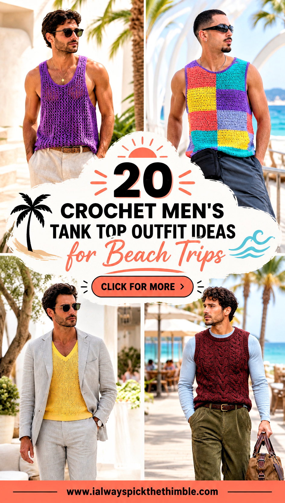 20 Crochet Mens Tank Top Outfit Ideas for Beach Trips - 20 Crochet Men’s Tank Top Outfit Ideas for Beach Trips