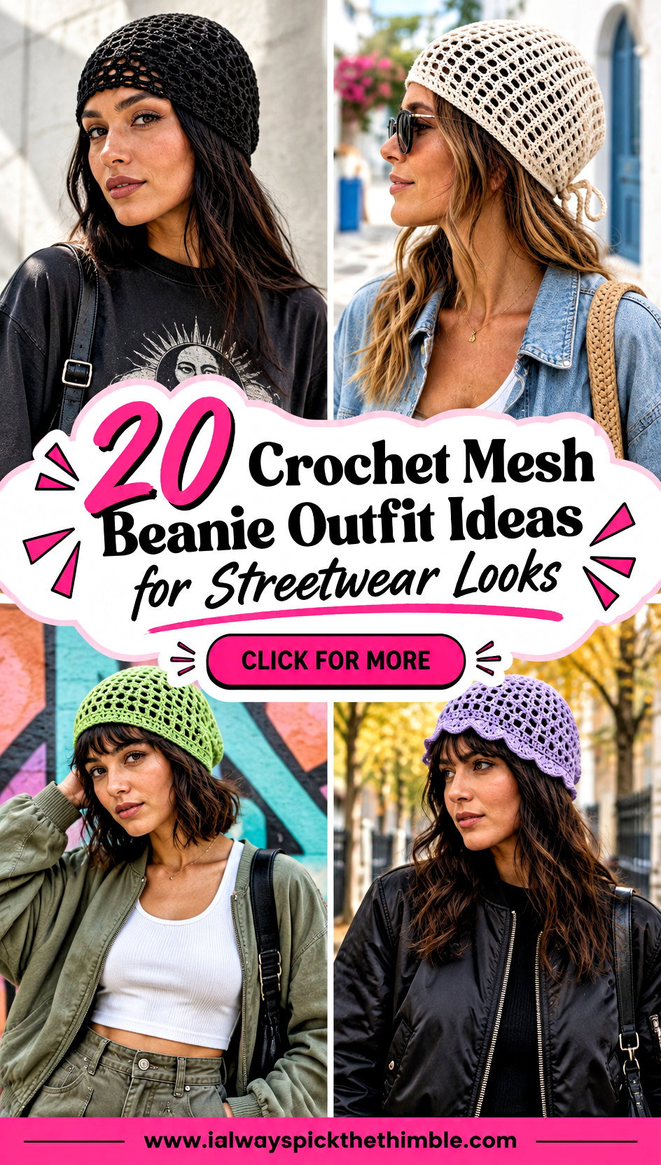 20 Crochet Mesh Beanie Outfit Ideas for Streetwear Looks - 20 Crochet Mesh Beanie Outfit Ideas for Streetwear Looks
