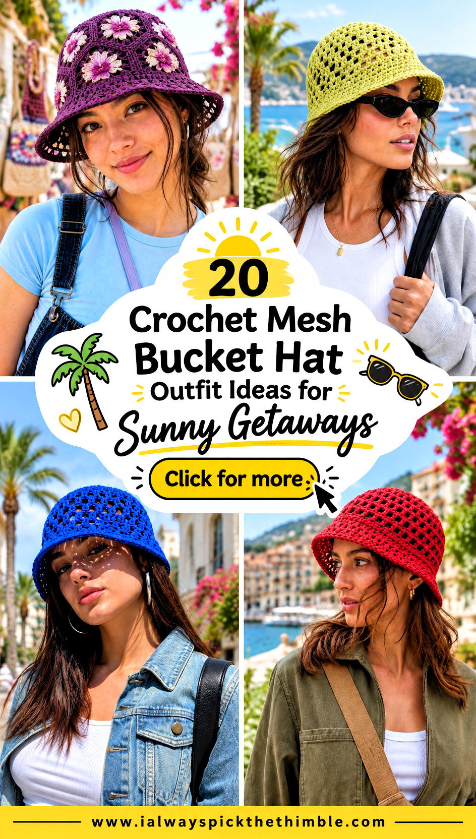 20 Crochet Mesh Bucket Hat Outfit Ideas for Sunny Getaways - 20 Crochet Mesh Bucket Hat Outfit Ideas for Sunny Getaways