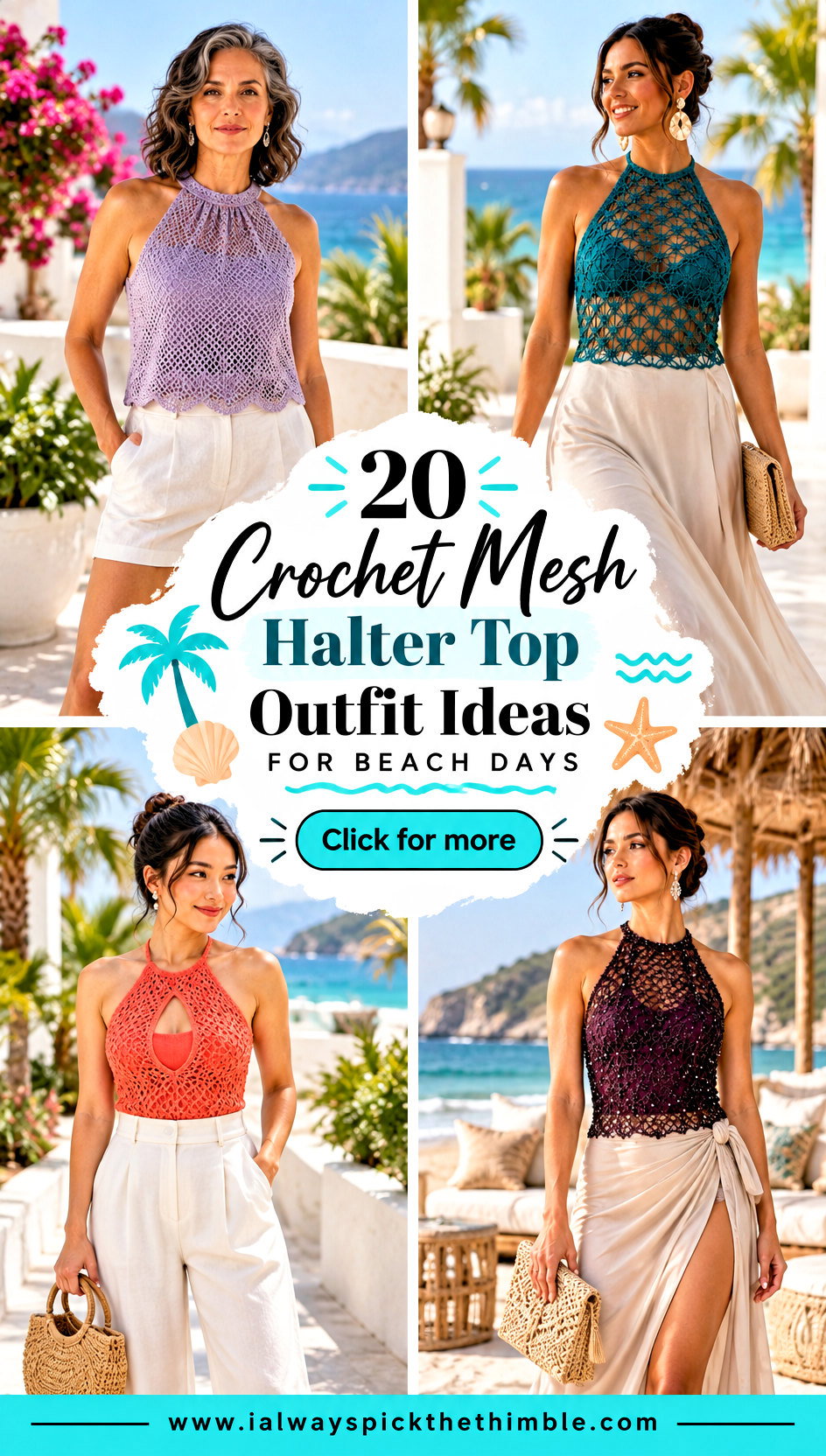 20 Crochet Mesh Halter Top Outfit Ideas for Beach Days - 20 Crochet Mesh Halter Top Outfit Ideas for Beach Days