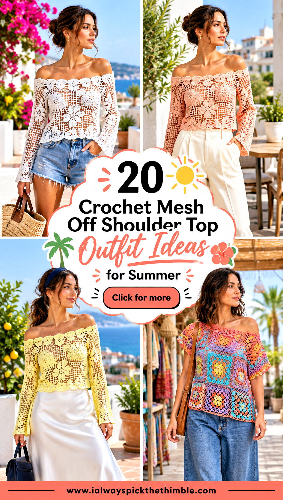 20 Crochet Mesh Off Shoulder Top Outfit Ideas for Summer - 20 Crochet Mesh Off Shoulder Top Outfit Ideas for Summer