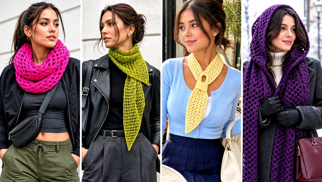 20 Crochet Mesh Scarf Outfit Ideas for Breezy Days
