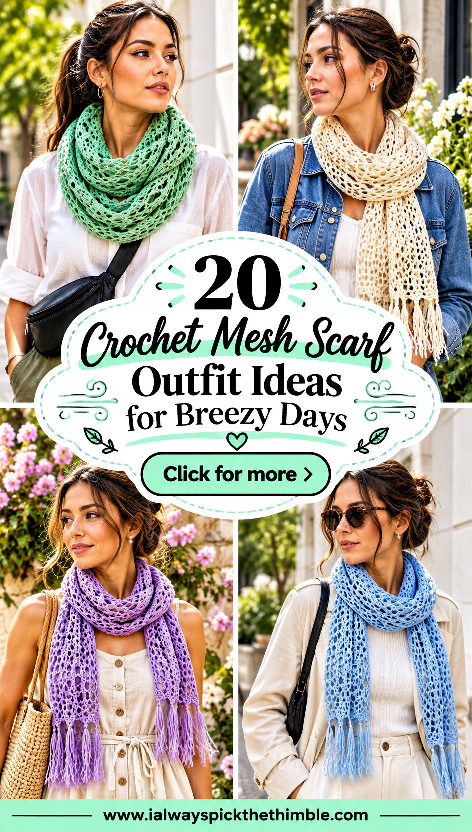 20 Crochet Mesh Scarf Outfit Ideas for Breezy Days - 20 Crochet Mesh Scarf Outfit Ideas for Breezy Days