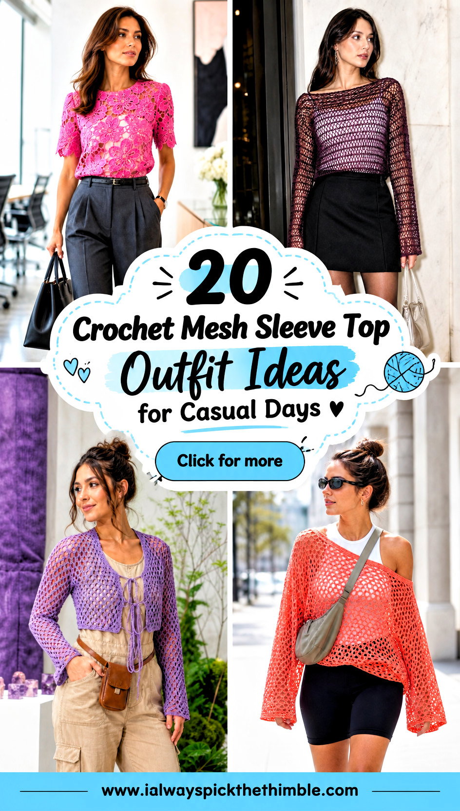20 Crochet Mesh Sleeve Top Outfit Ideas for Casual Days - 20 Crochet Mesh Sleeve Top Outfit Ideas for Casual Days
