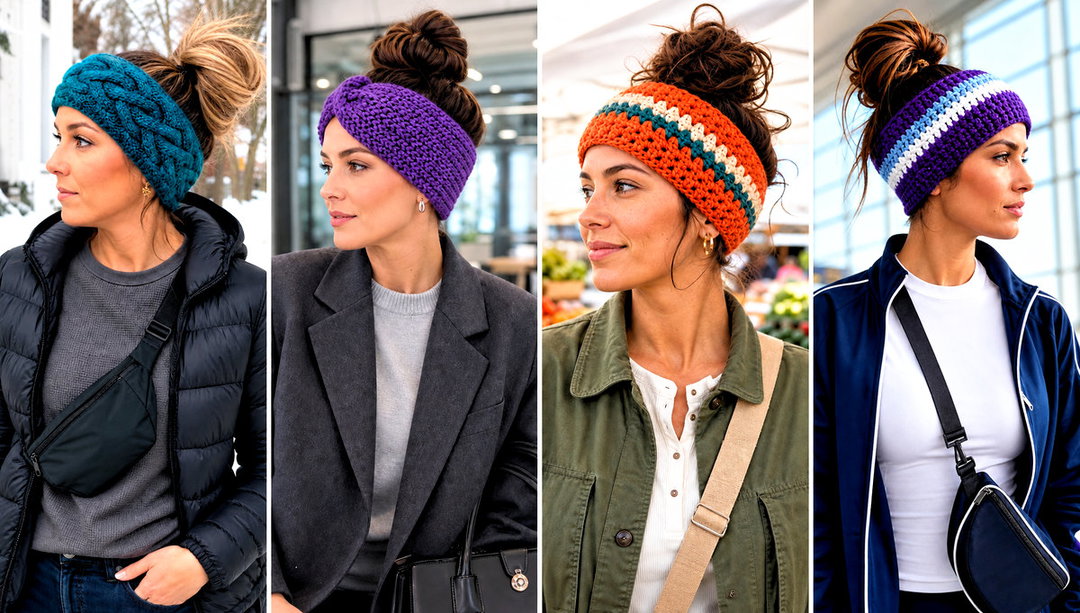 20 Crochet Messy Bun Ear Warmer Outfit Ideas for Walks