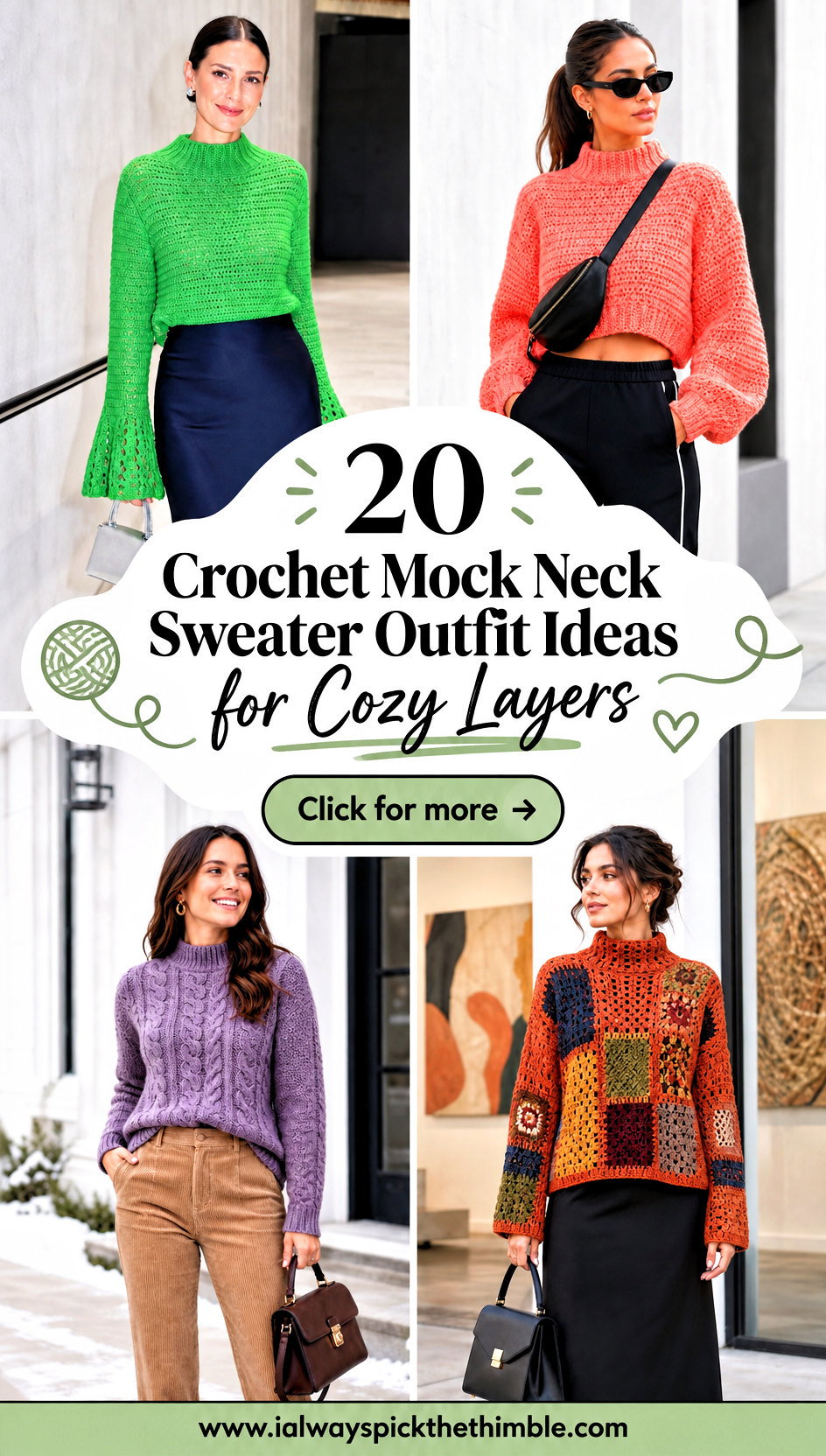 20 Crochet Mock Neck Sweater Outfit Ideas for Cozy Layers - 20 Crochet Mock Neck Sweater Outfit Ideas for Cozy Layers