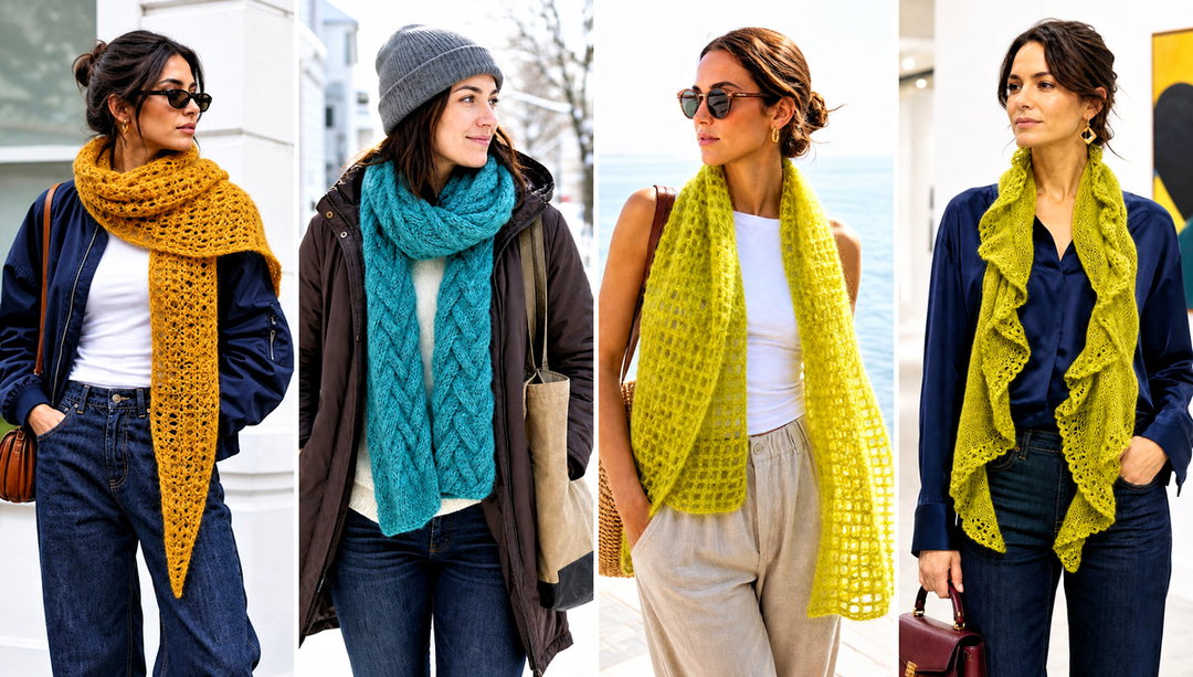 20 Crochet Mohair Scarf Outfit Ideas for Winter Walks