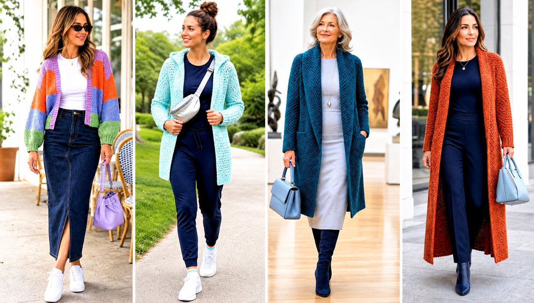 20 Crochet Moss Stitch Cardigan Outfit Ideas for Cool Days