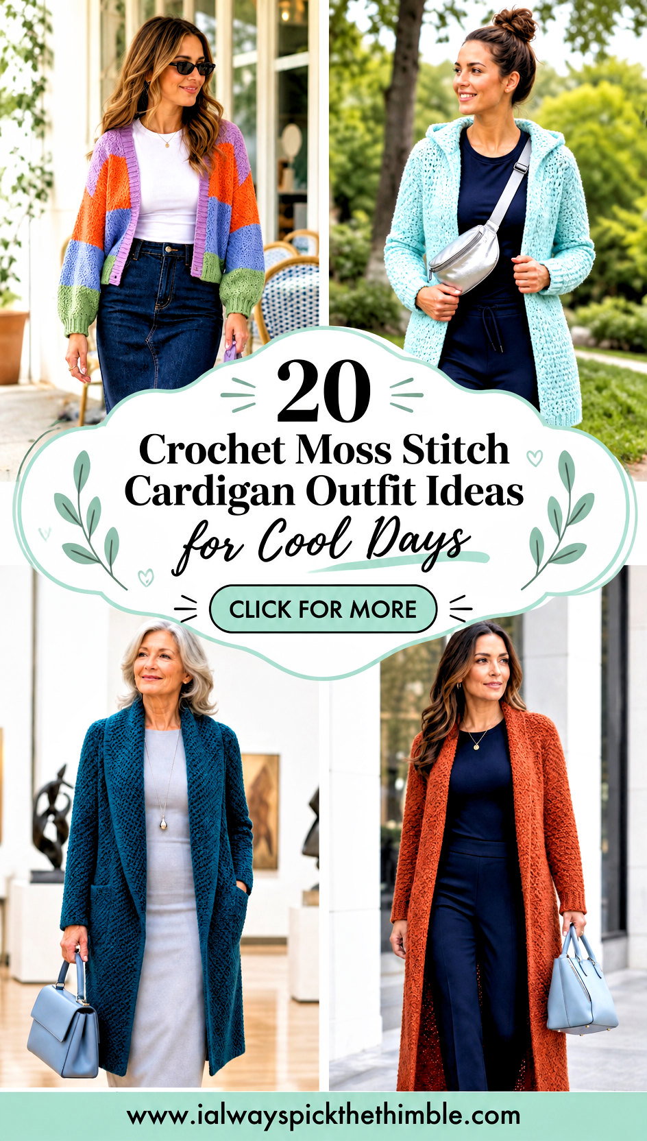 20 Crochet Moss Stitch Cardigan Outfit Ideas for Cool Days - 20 Crochet Moss Stitch Cardigan Outfit Ideas for Cool Days
