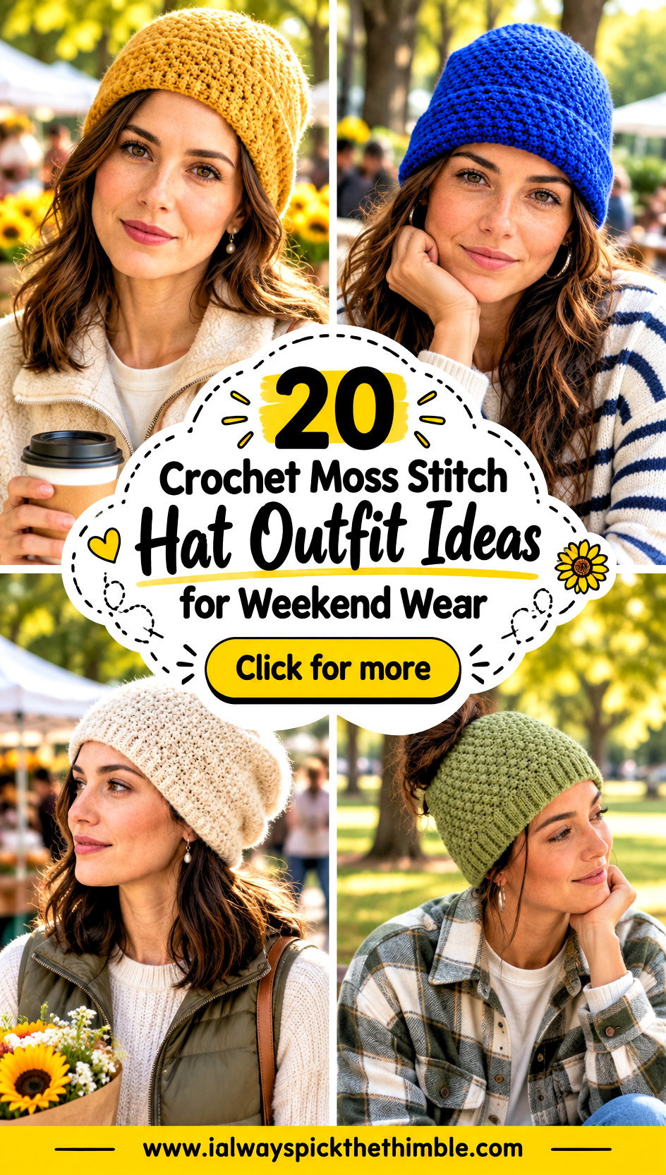 20 Crochet Moss Stitch Hat Outfit Ideas for Weekend Wear - 20 Crochet Moss Stitch Hat Outfit Ideas for Weekend Wear