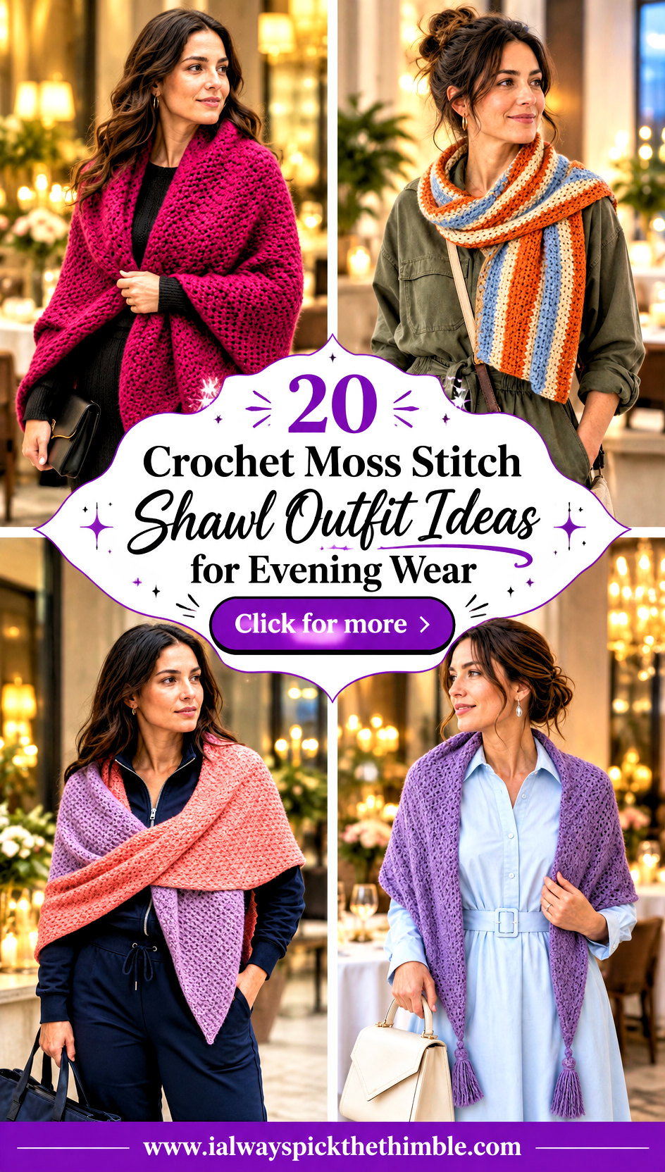 20 Crochet Moss Stitch Shawl Outfit Ideas for Evening Wear - 20 Crochet Moss Stitch Shawl Outfit Ideas for Evening Wear