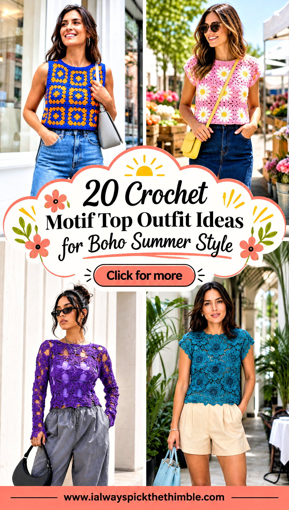 20 Crochet Motif Top Outfit Ideas for Boho Summer Style - 20 Crochet Motif Top Outfit Ideas for Boho Summer Style