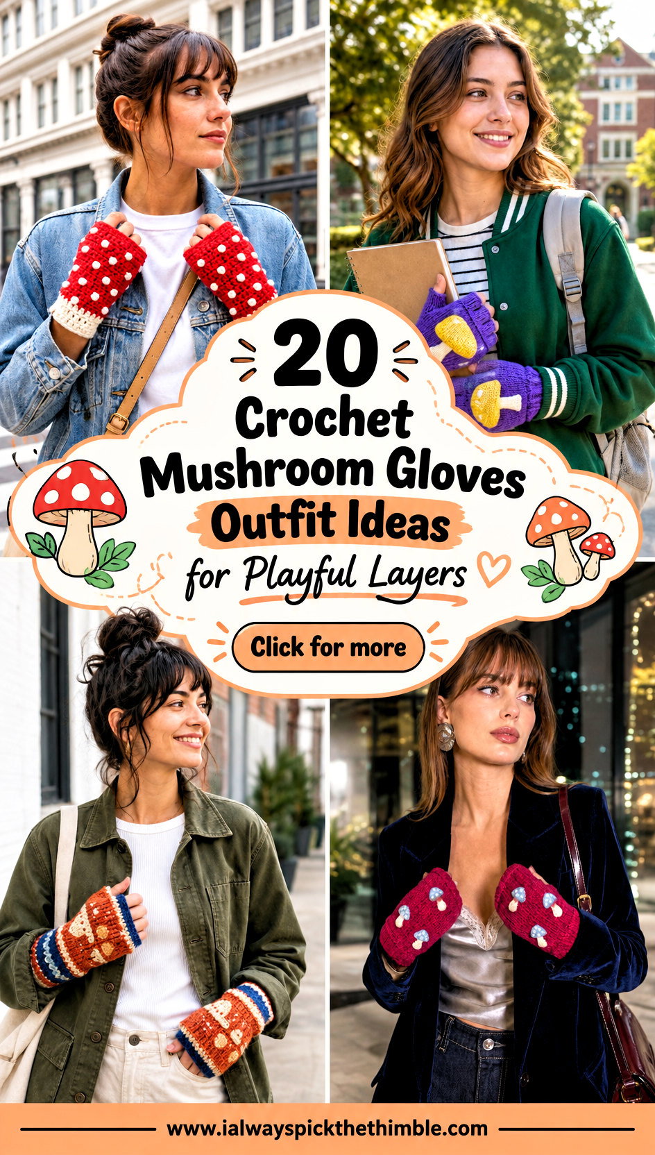 20 Crochet Mushroom Gloves Outfit Ideas for Playful Layers - 20 Crochet Mushroom Gloves Outfit Ideas for Playful Layers