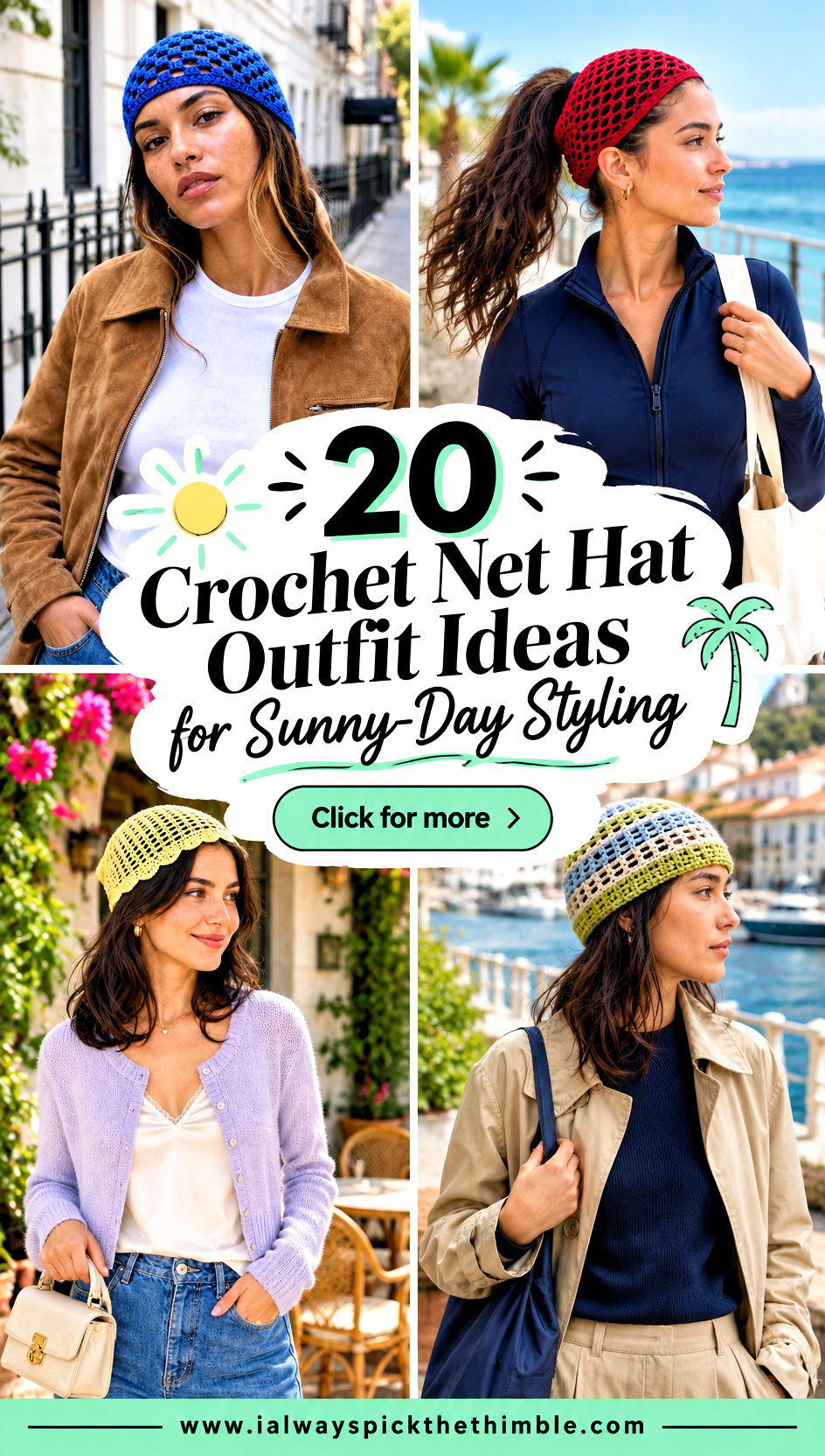 20 Crochet Net Hat Outfit Ideas for Sunny-Day Styling - 20 Crochet Net Hat Outfit Ideas for Sunny-Day Styling