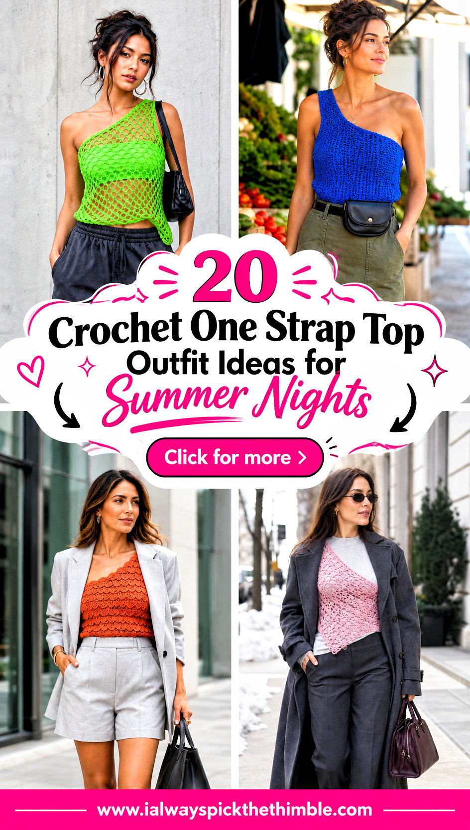 20 Crochet One Strap Top Outfit Ideas for Summer Nights - 20 Crochet One Strap Top Outfit Ideas for Summer Nights