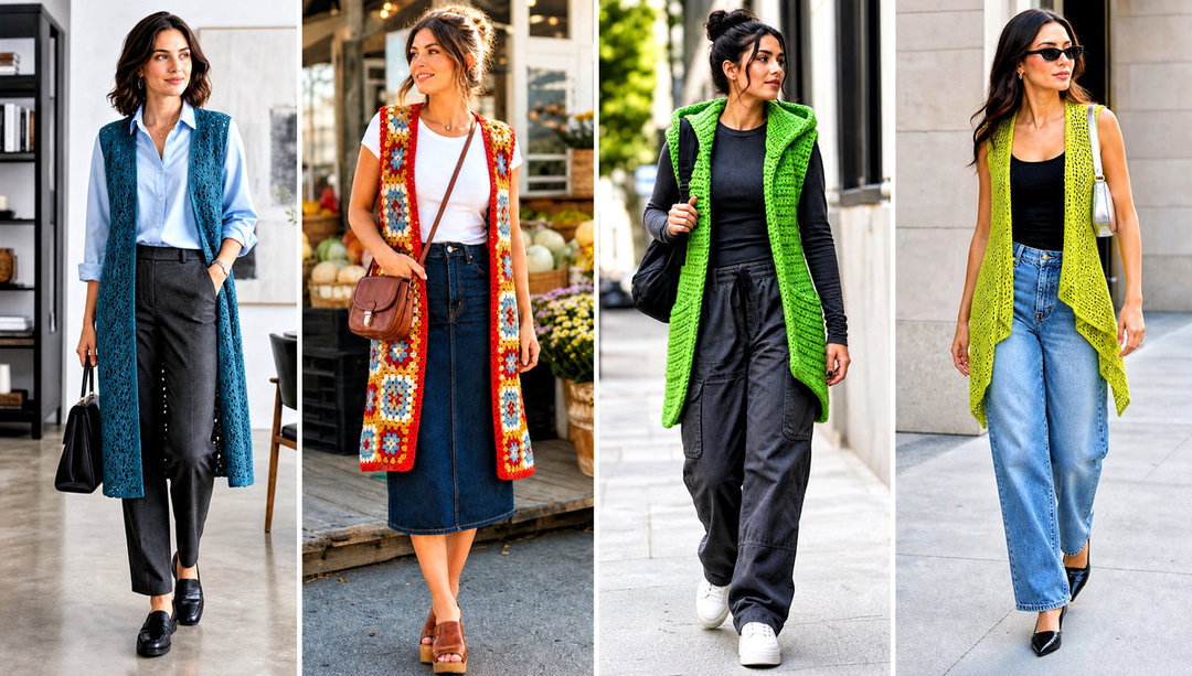 20 Crochet Open Front Vest Outfit Ideas for Easy Layers