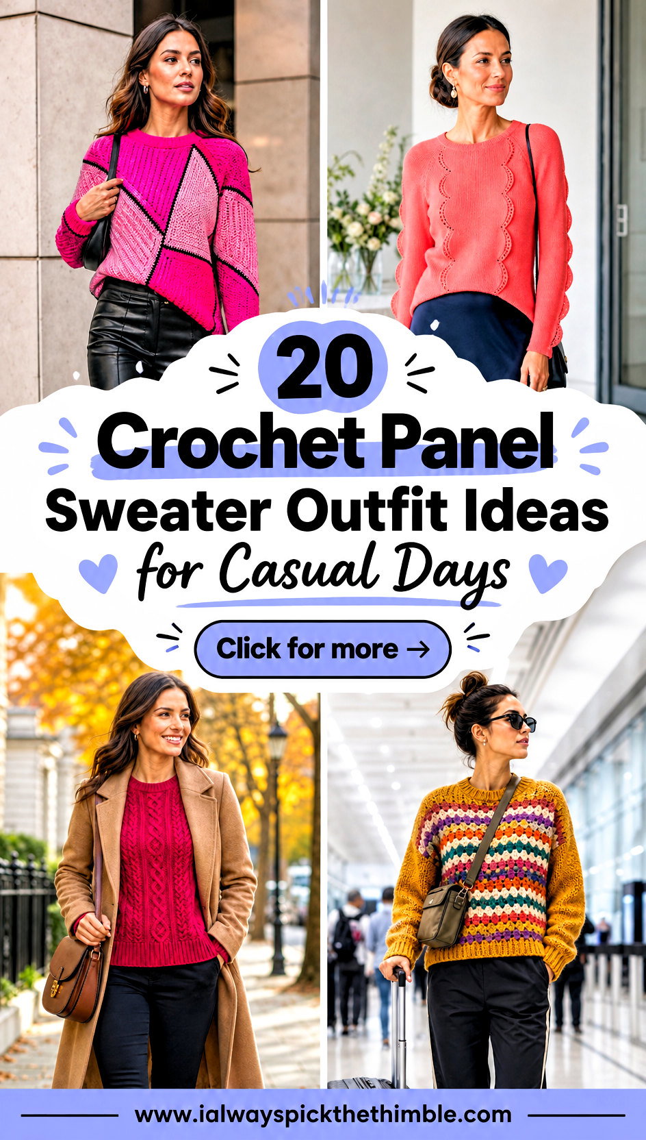20 Crochet Panel Sweater Outfit Ideas for Casual Days - 20 Crochet Panel Sweater Outfit Ideas for Casual Days