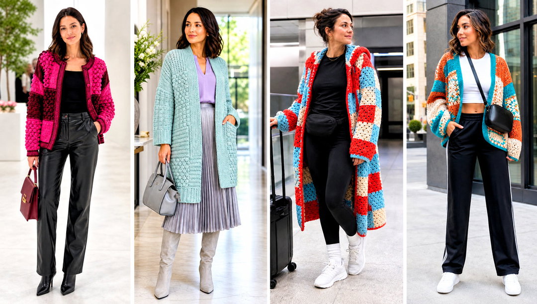 20 Crochet Patchwork Cardigan Outfit Ideas for Bold Color