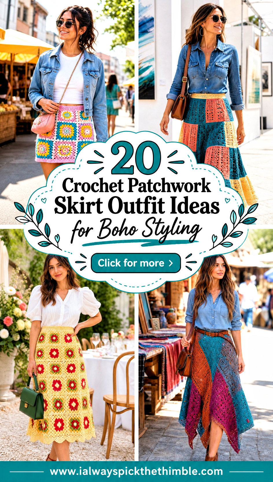 20 Crochet Patchwork Skirt Outfit Ideas for Boho Styling - 20 Crochet Patchwork Skirt Outfit Ideas for Boho Styling
