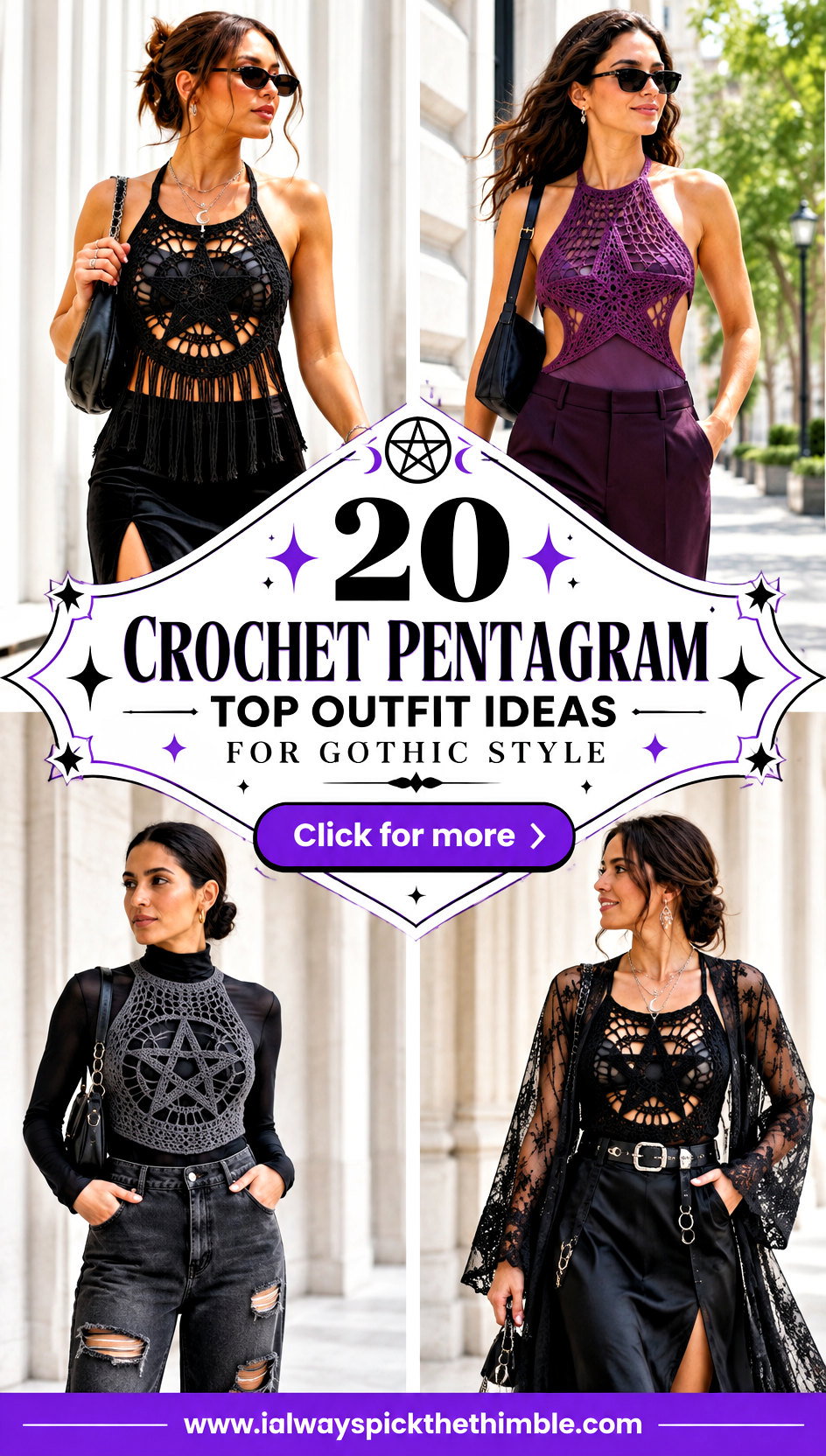 20 Crochet Pentagram Top Outfit Ideas for Gothic Style - 20 Crochet Pentagram Top Outfit Ideas for Gothic Style